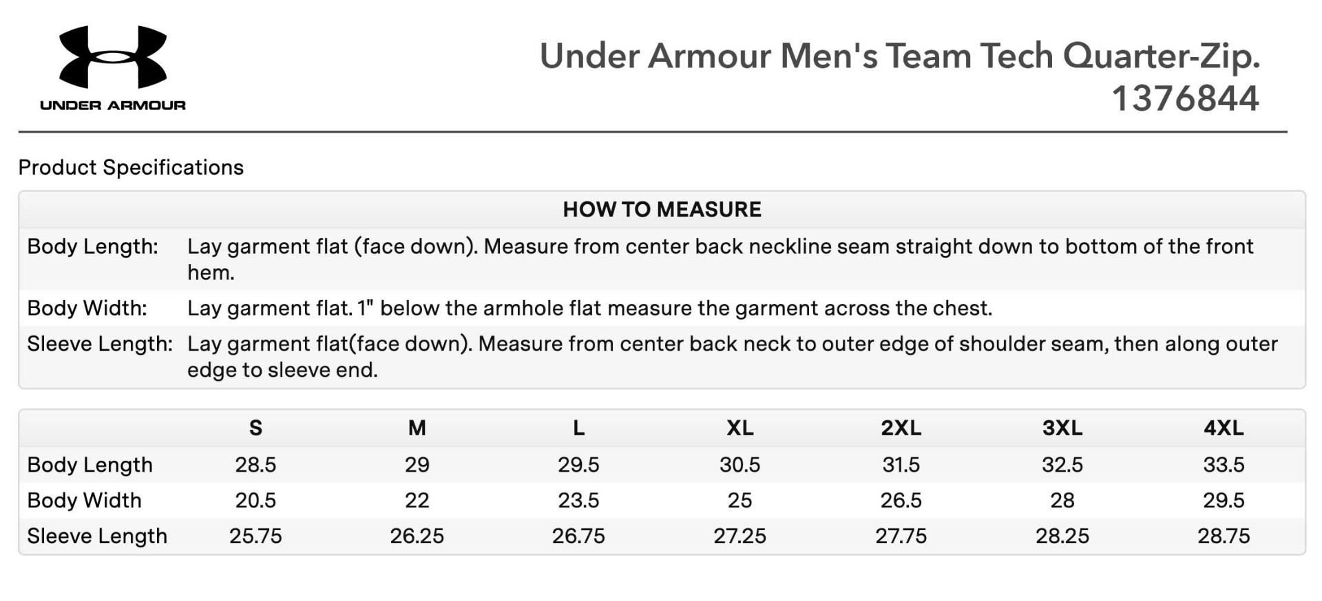 Sizing Chart