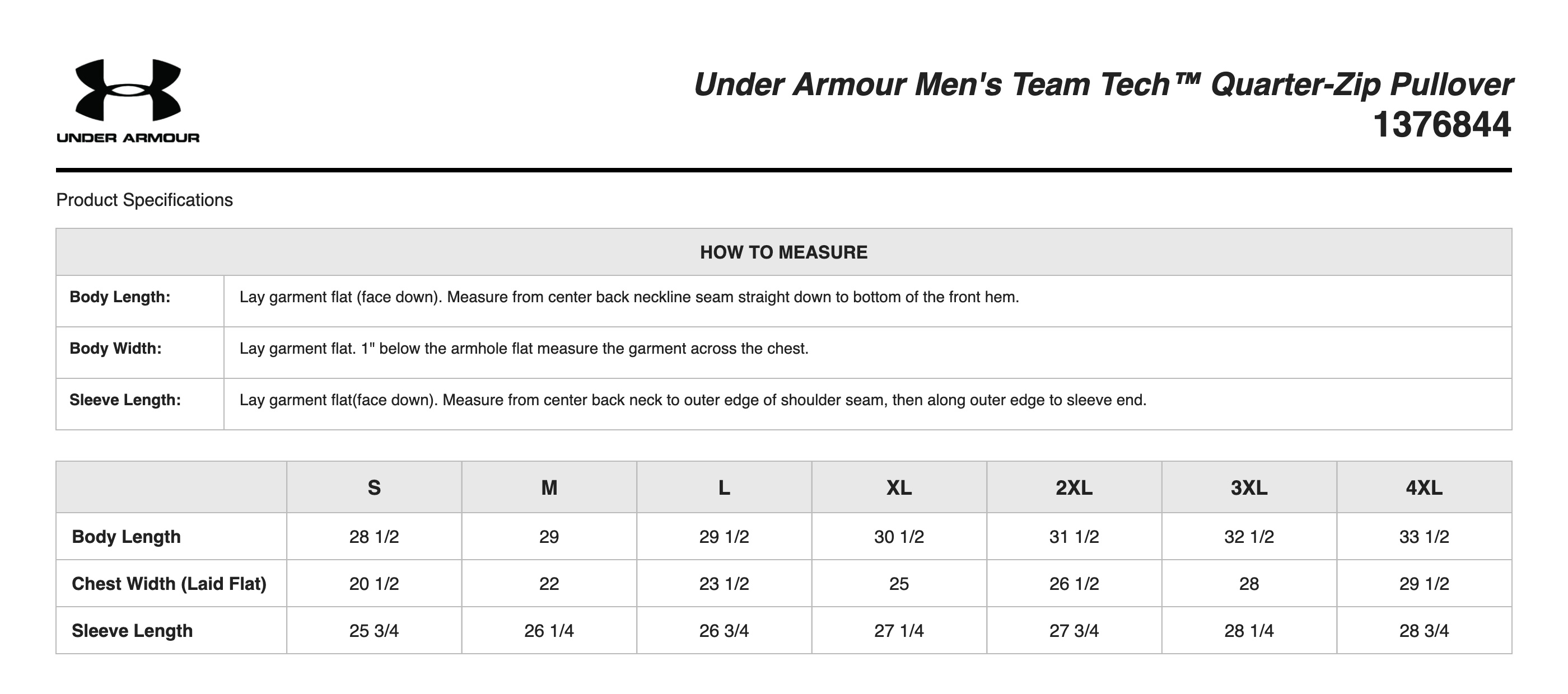 Sizing Chart