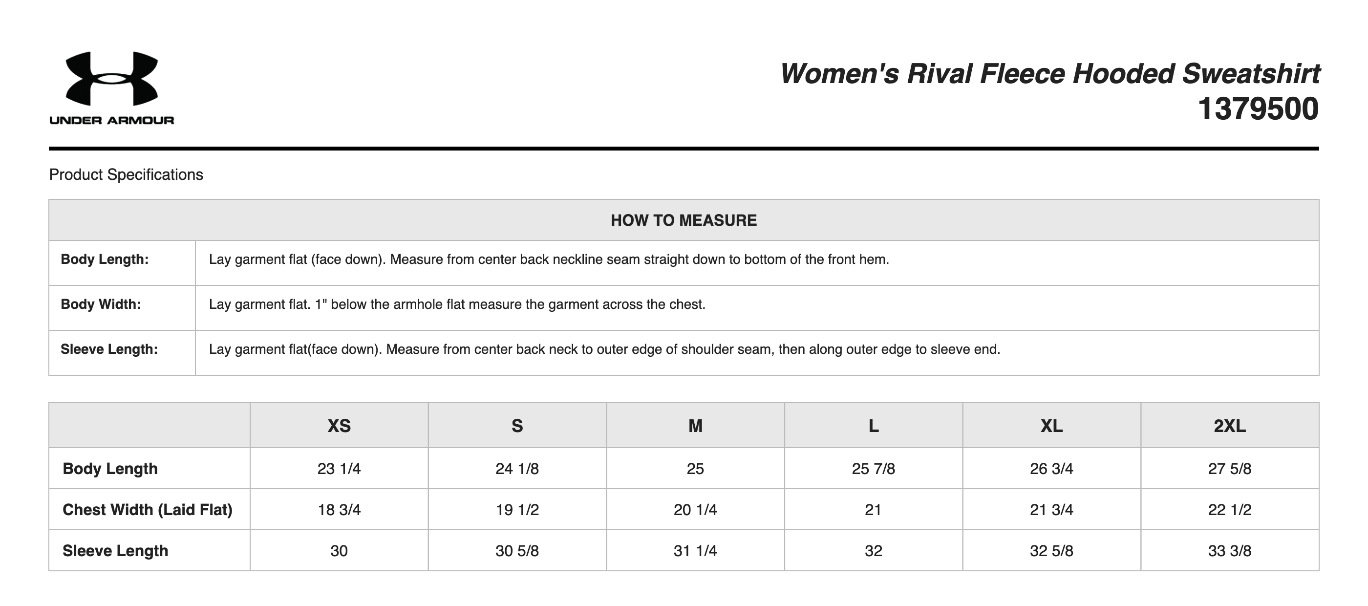 Sizing Chart