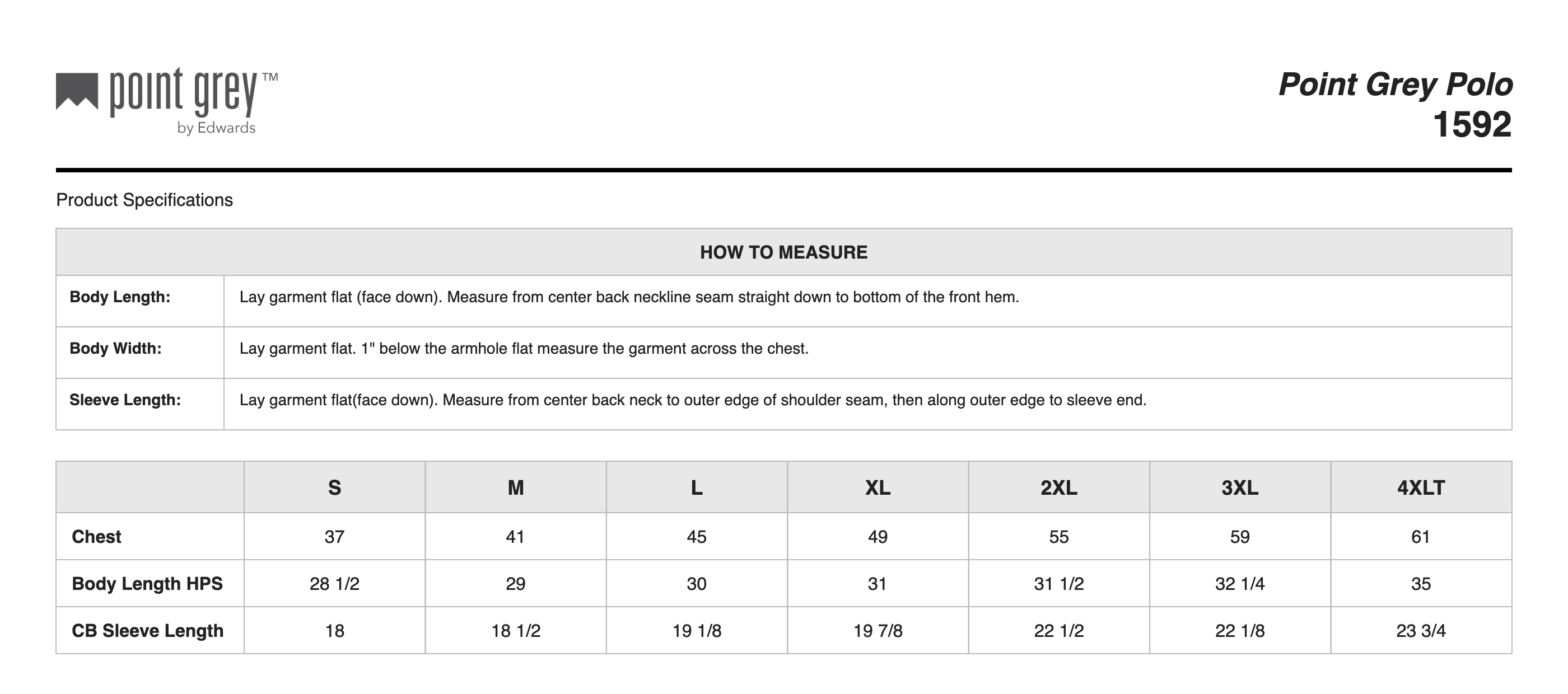Sizing Chart