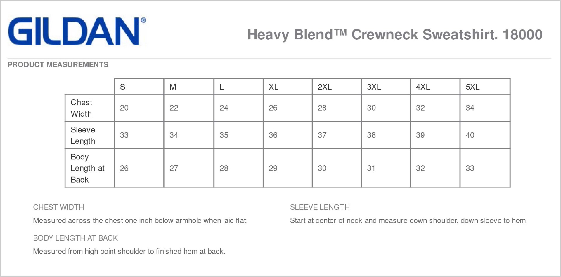 Sizing Chart