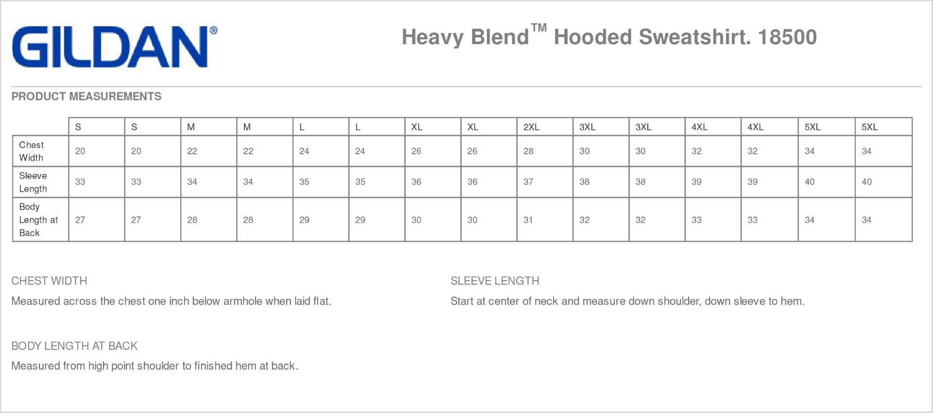Sizing Chart