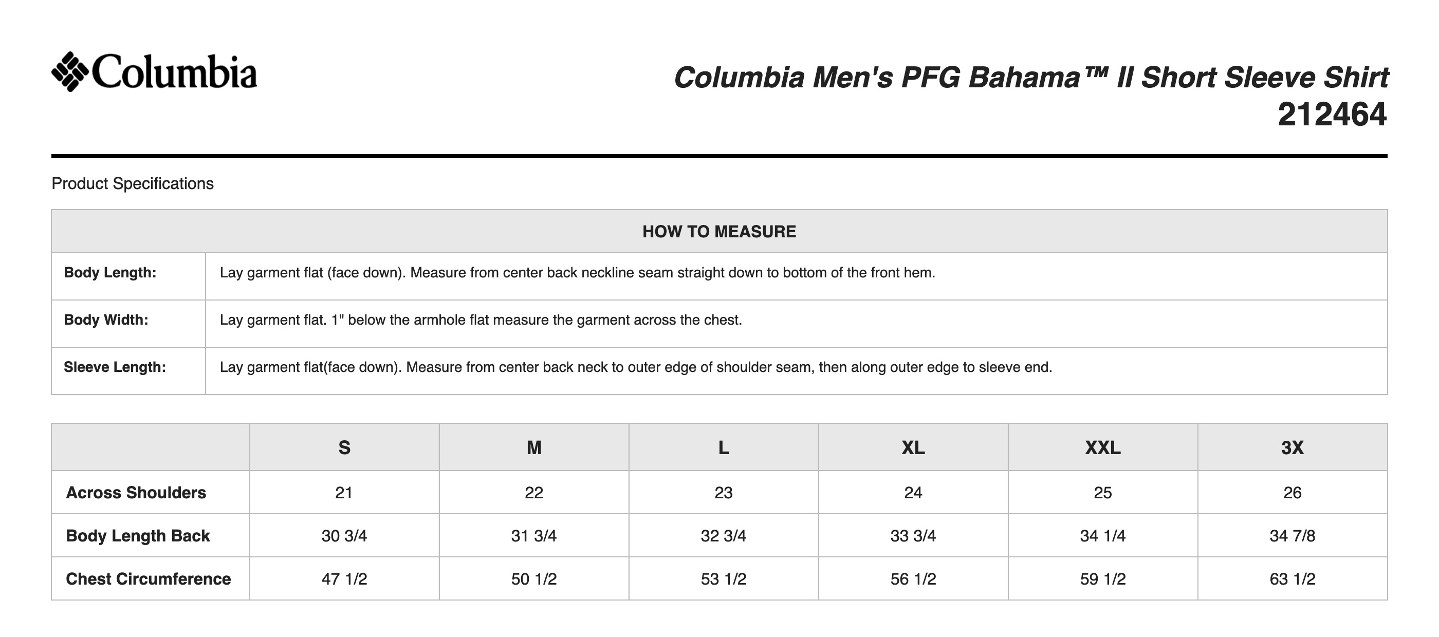 Sizing Chart