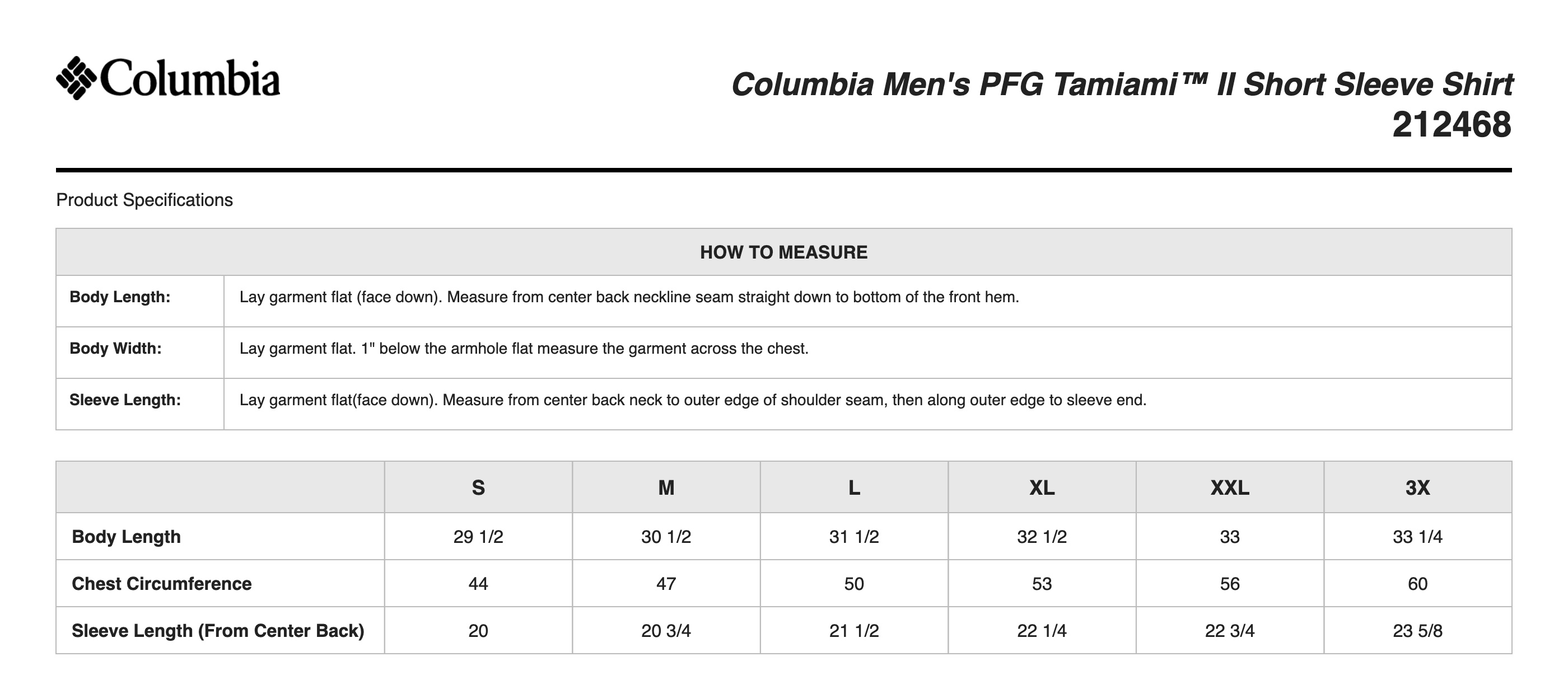 Sizing Chart