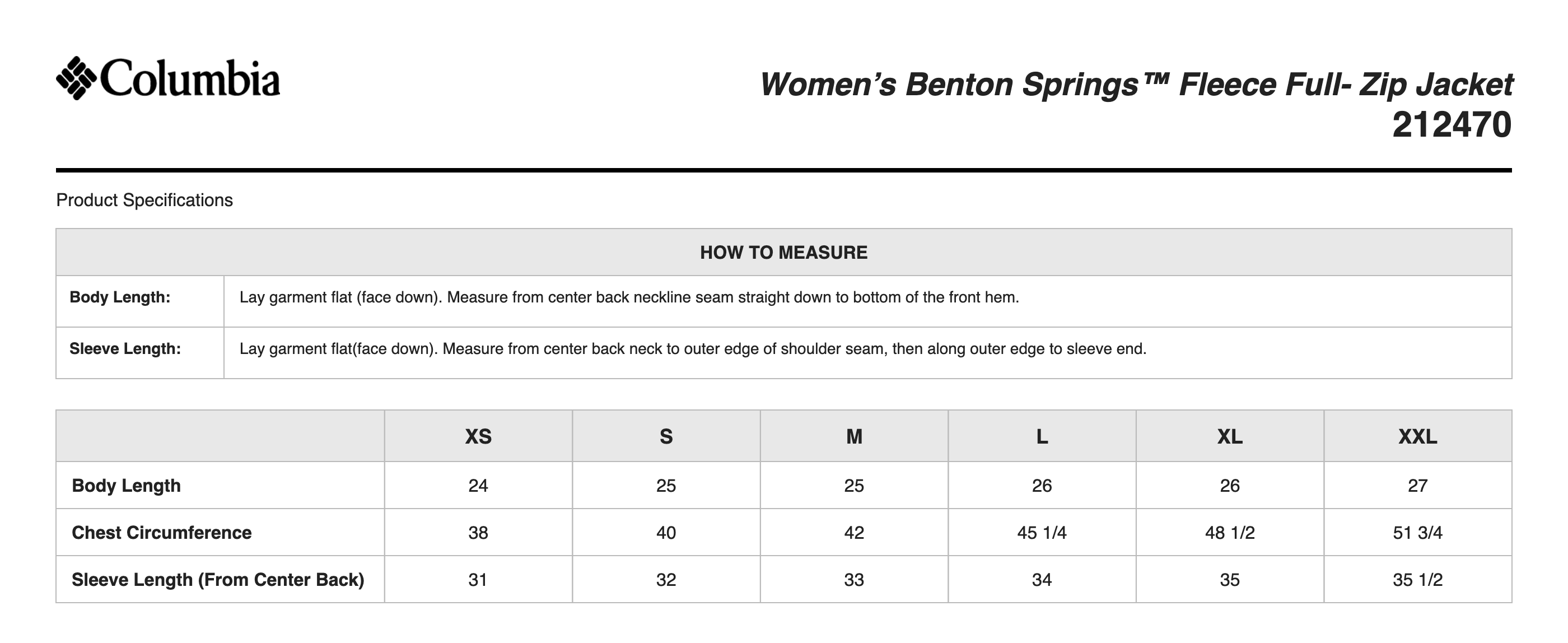 Sizing Chart