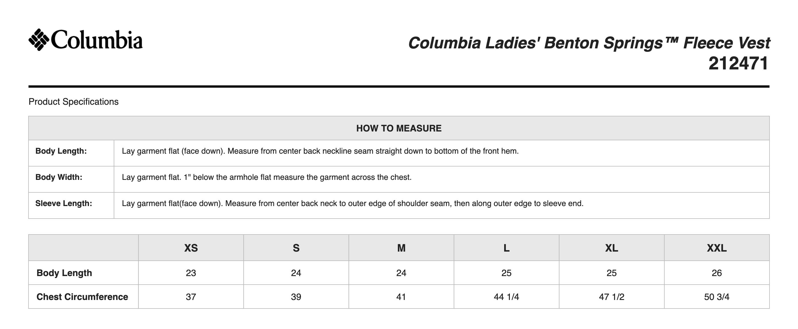 Sizing Chart