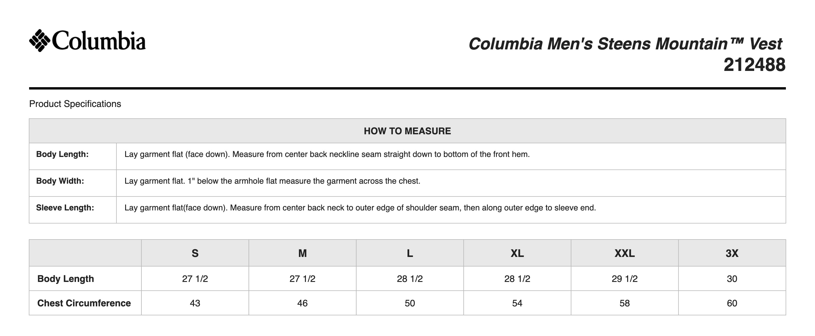 Sizing Chart