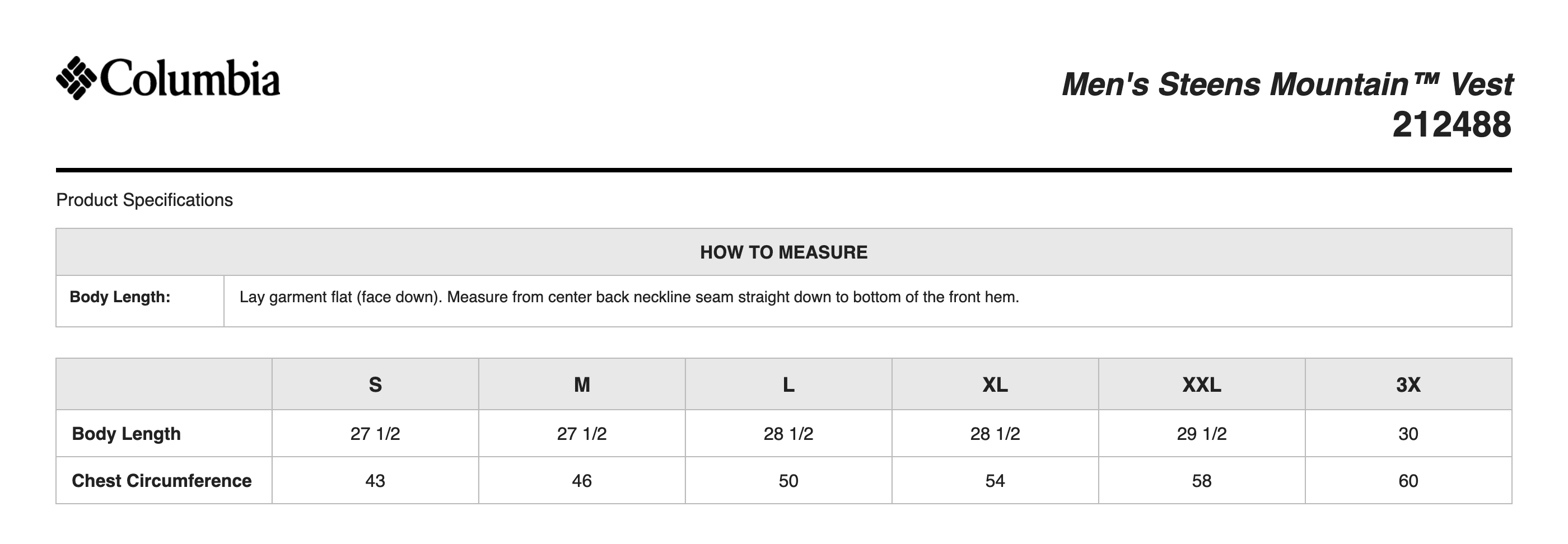 Sizing Chart