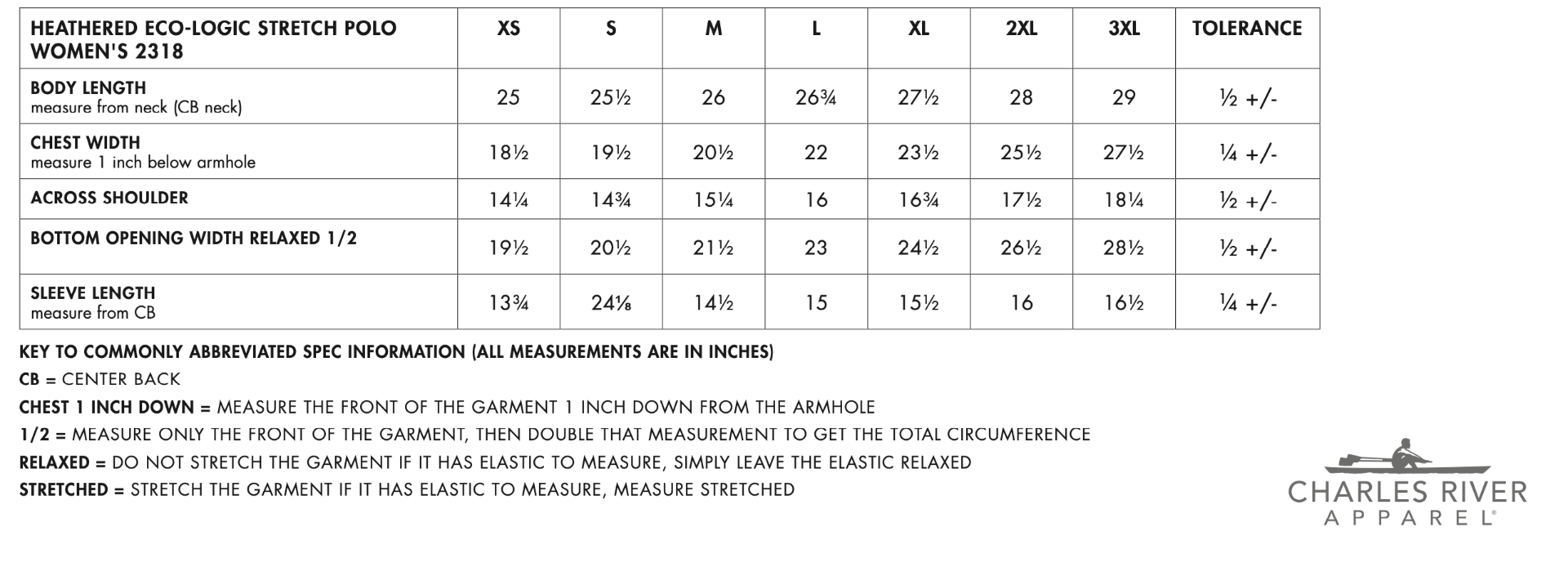 Sizing Chart