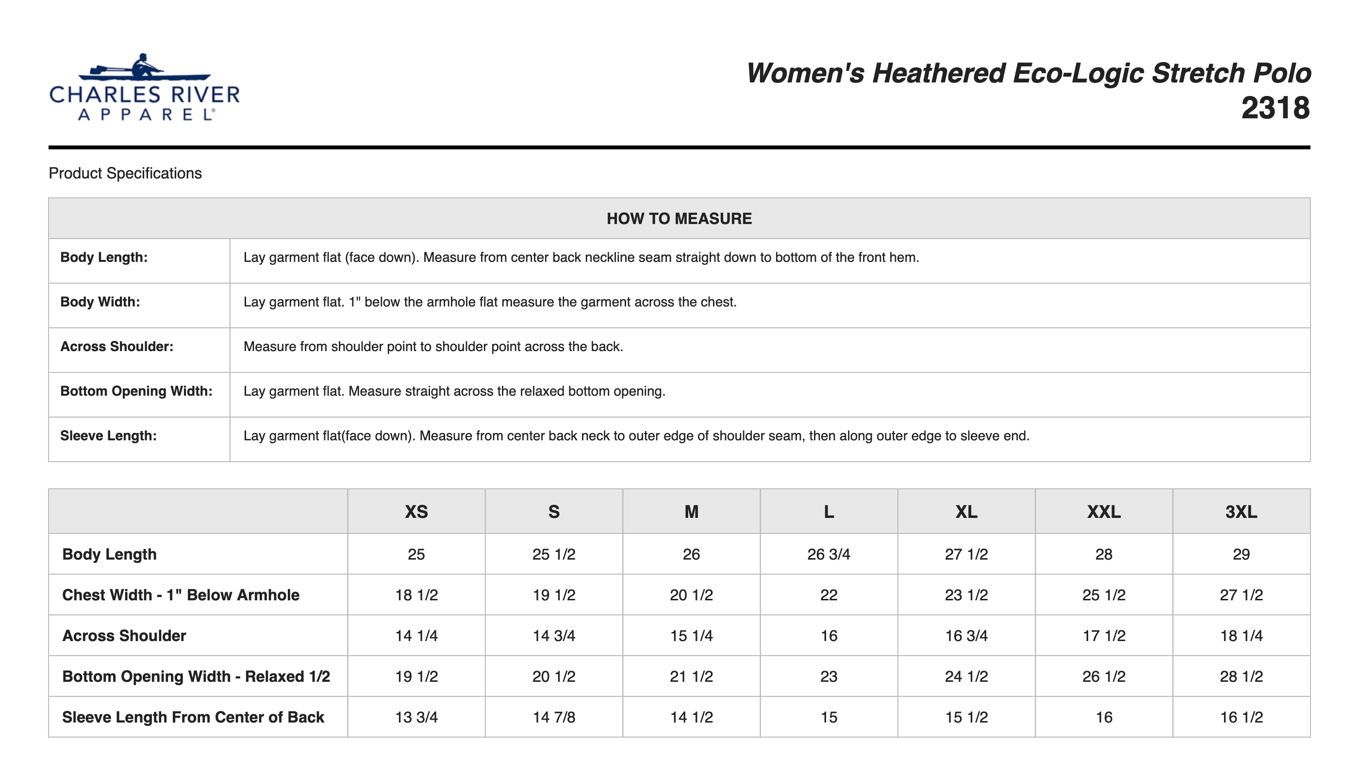 Sizing Chart
