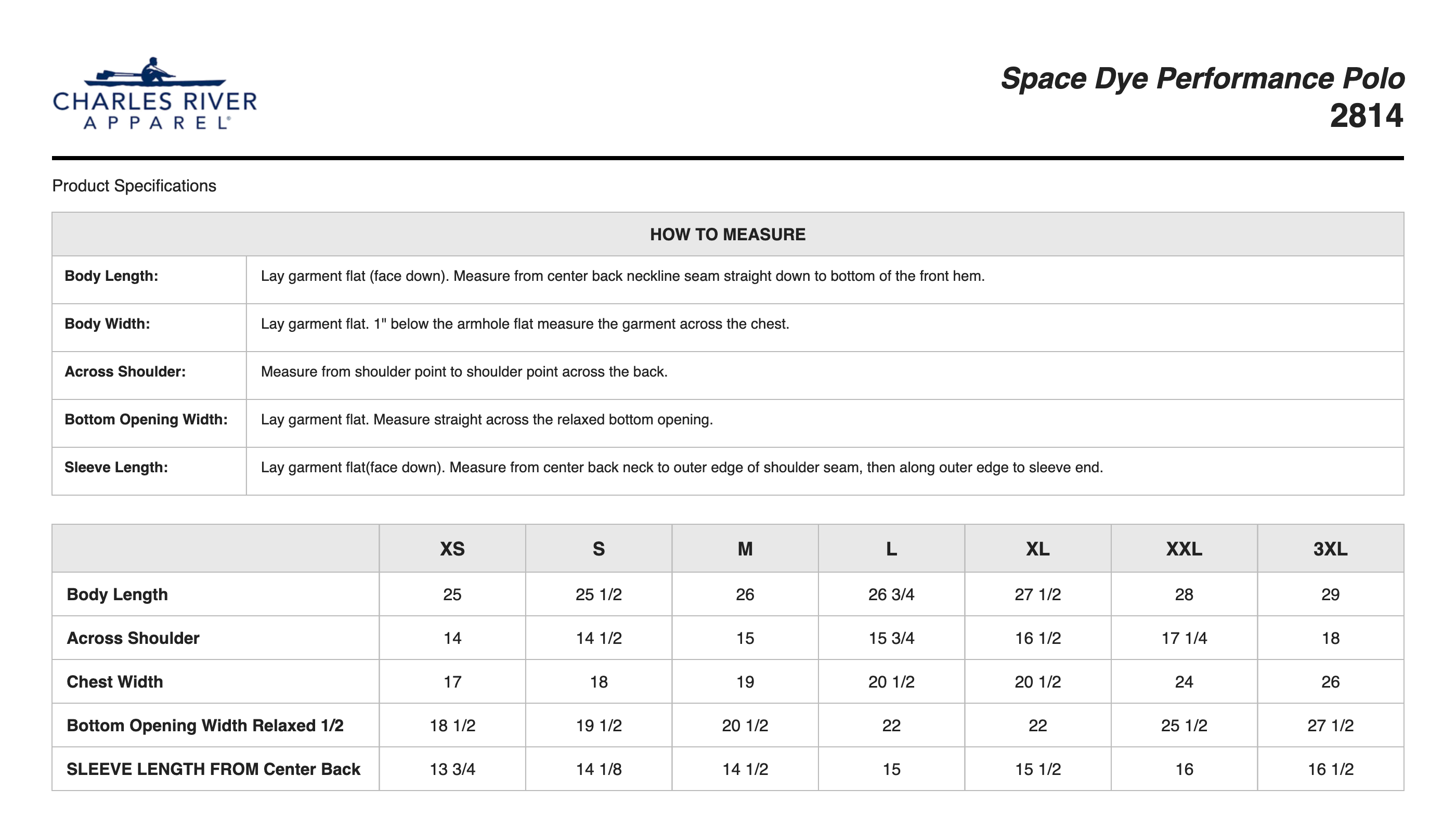 Sizing Chart
