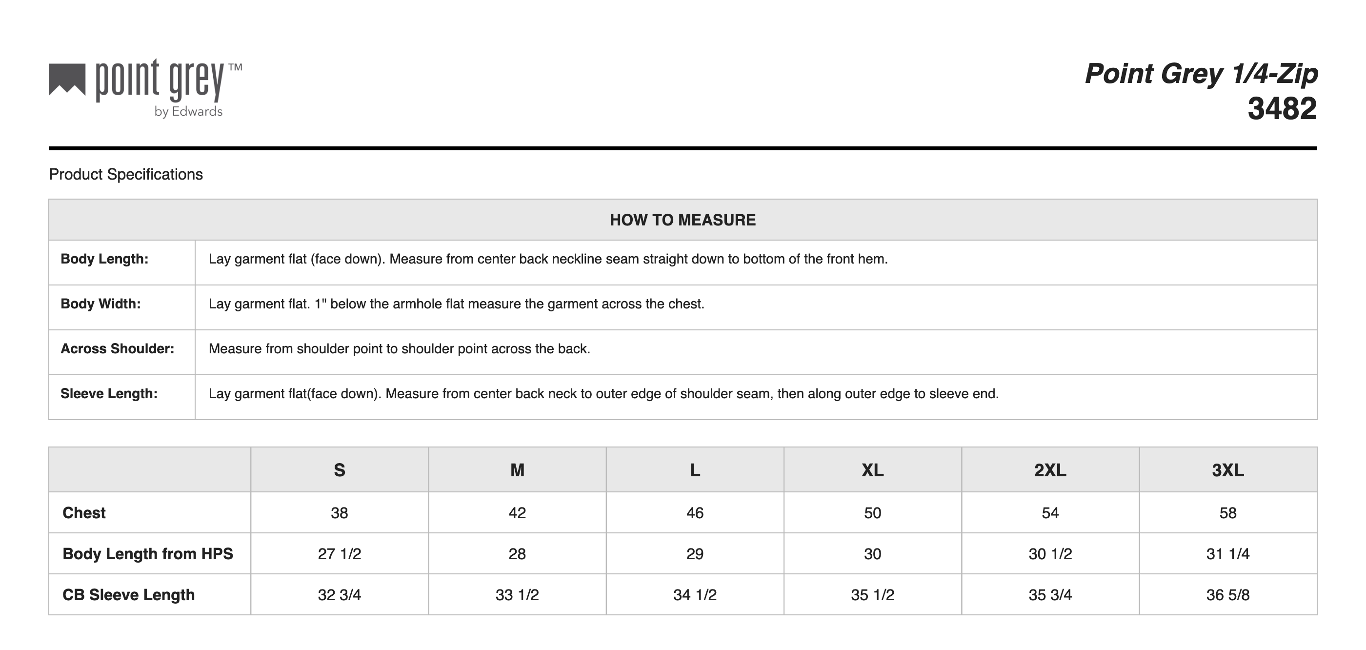 Sizing Chart