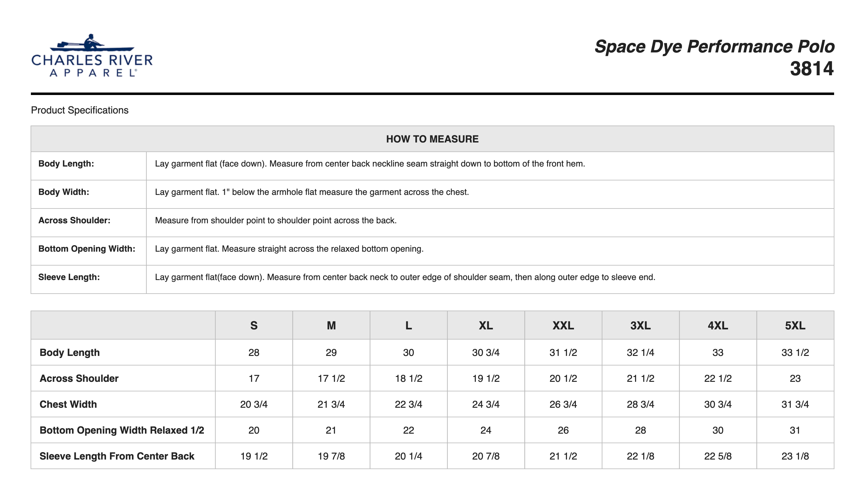 Sizing Chart