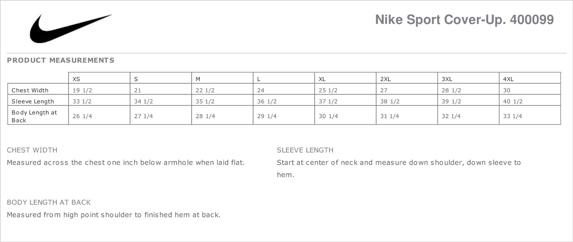 Sizing Chart