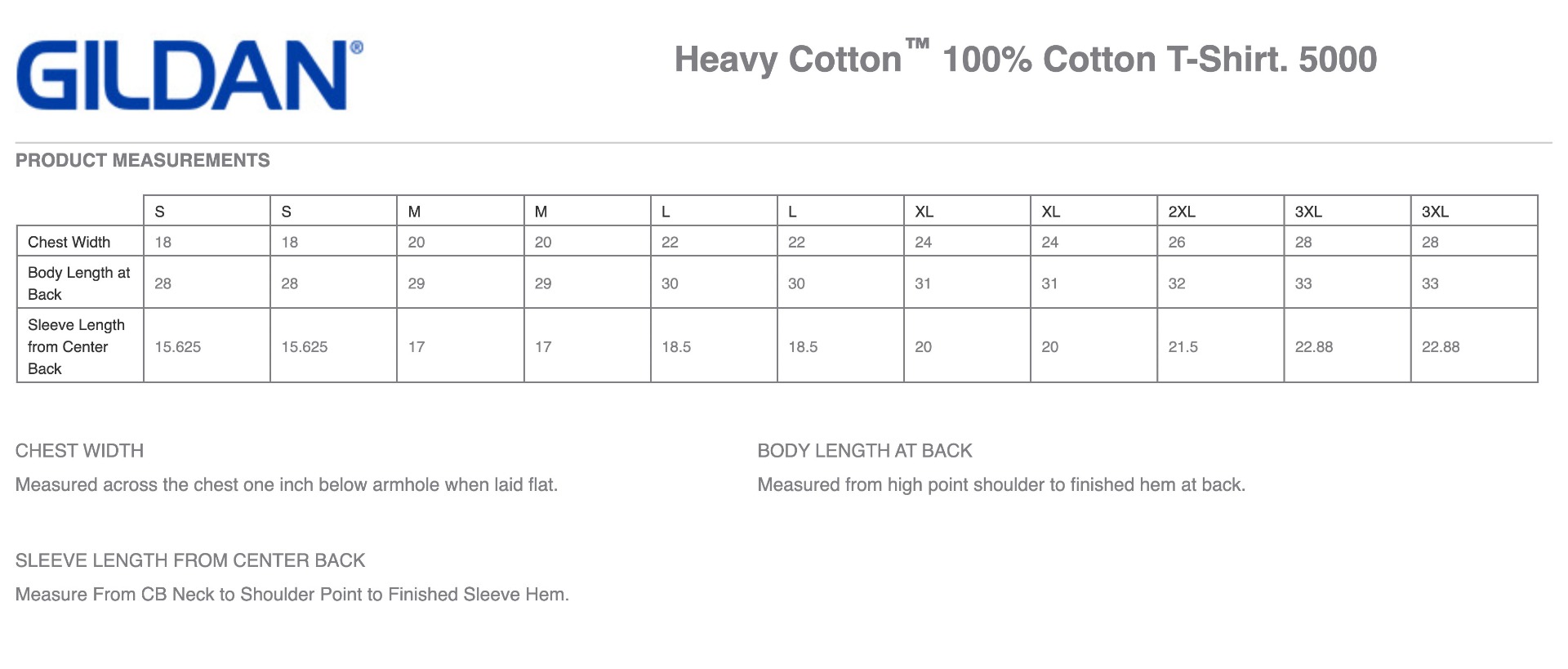 Sizing Chart