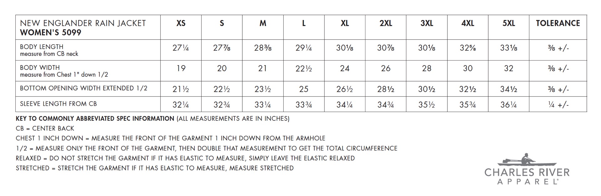 Sizing Chart