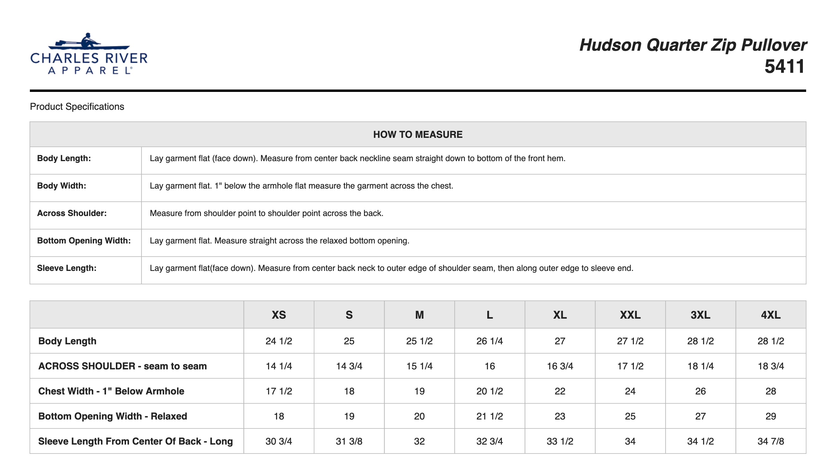 Sizing Chart