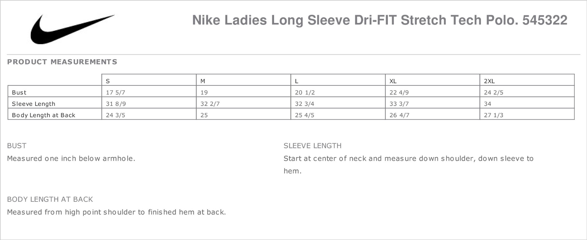 Sizing Chart