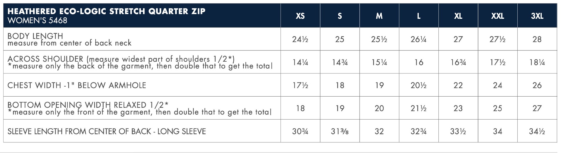 Sizing Chart