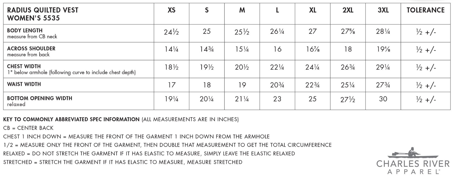 Sizing Chart