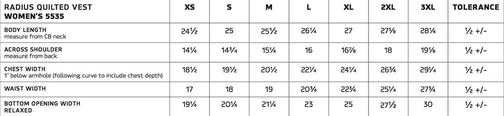 Sizing Chart