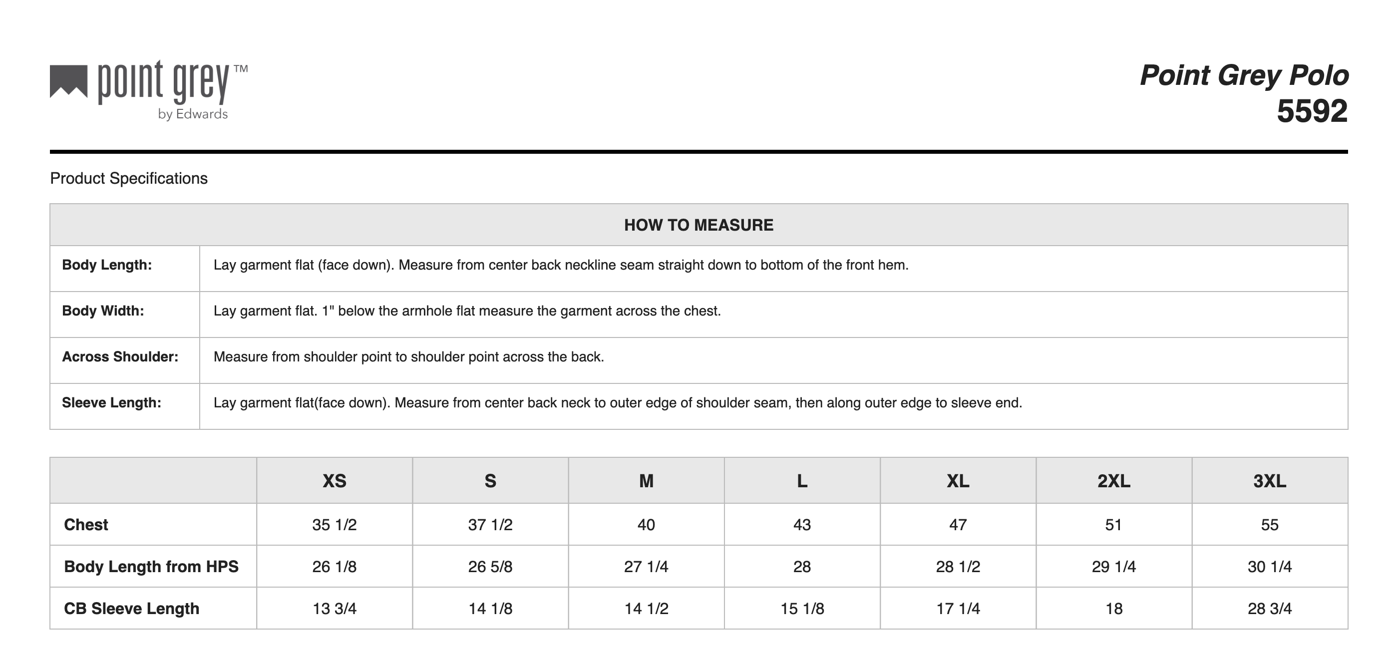 Sizing Chart