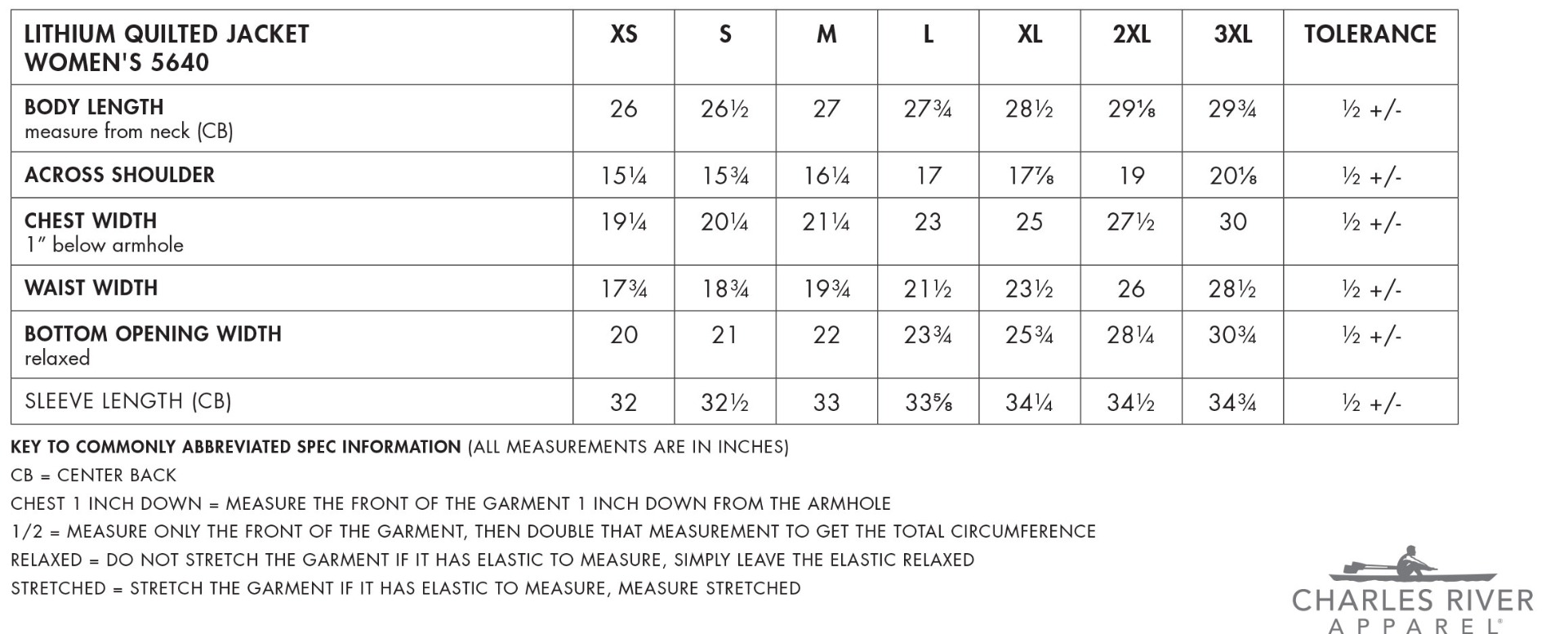 Sizing Chart