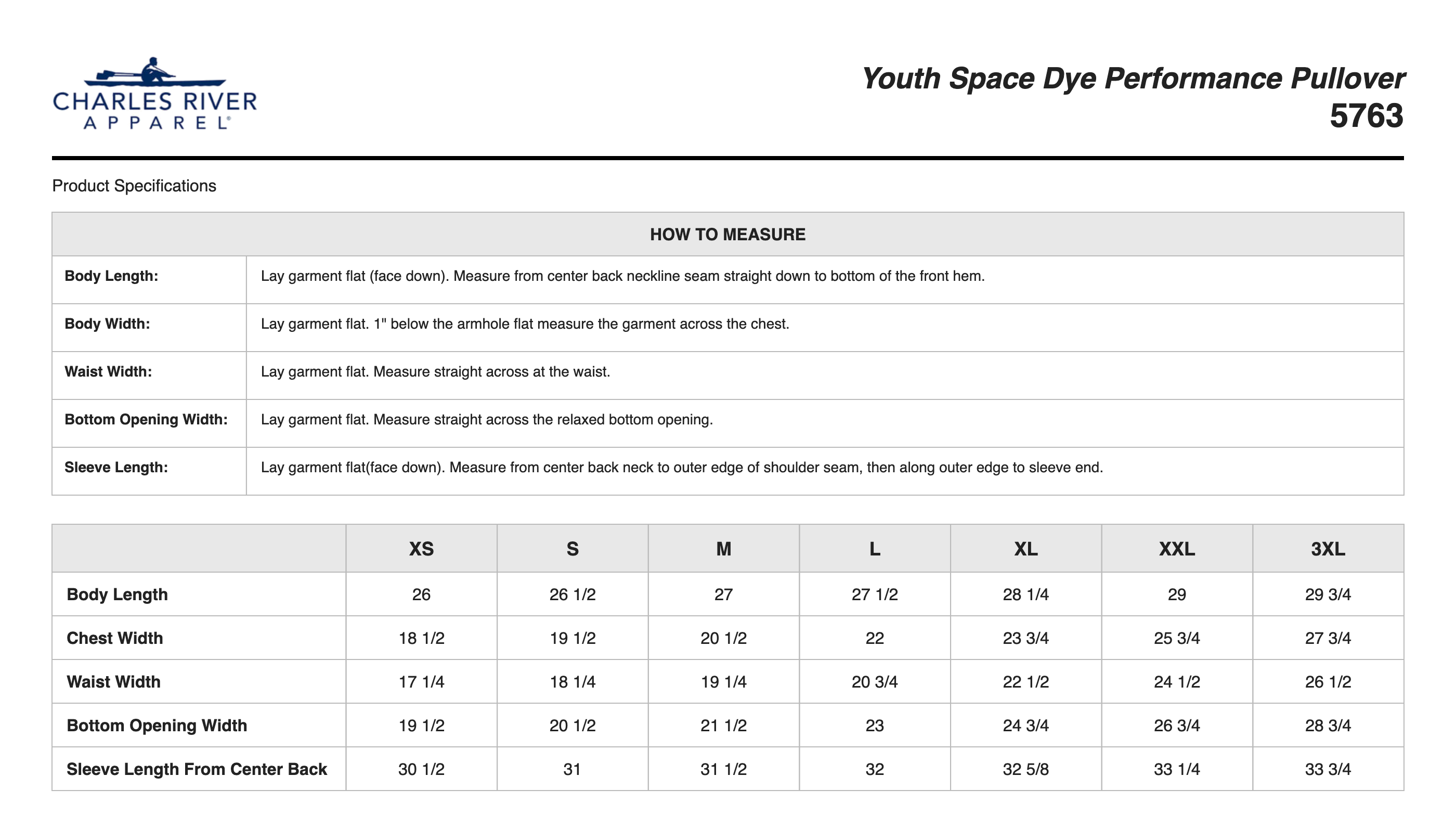 Sizing Chart