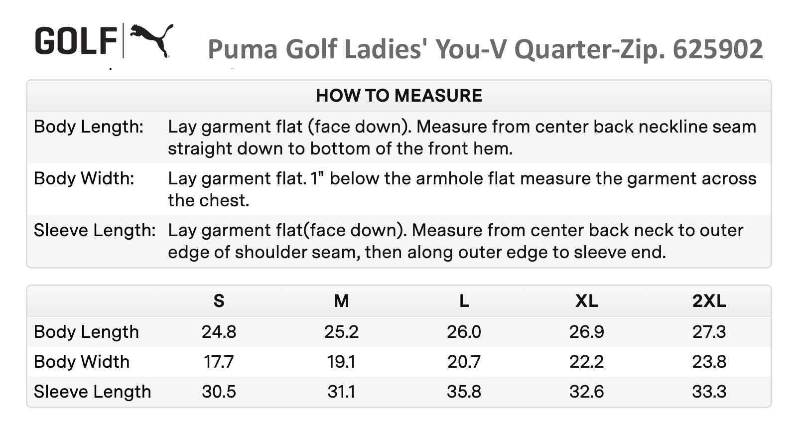 Sizing Chart