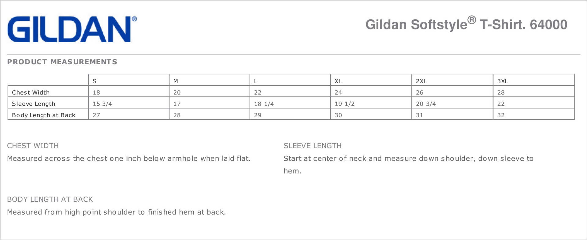 Sizing Chart