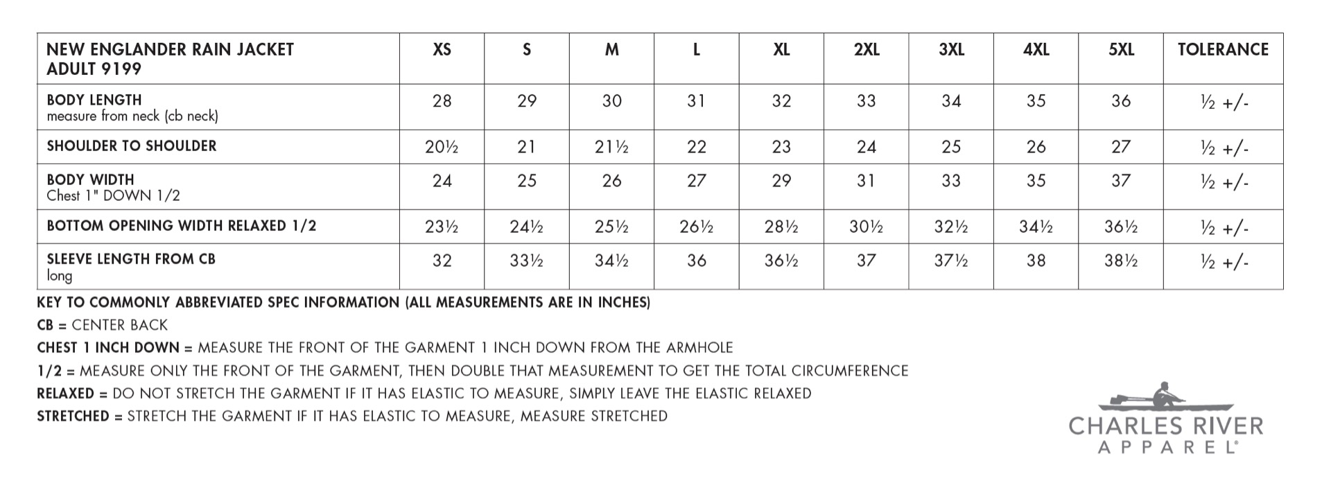 Sizing Chart