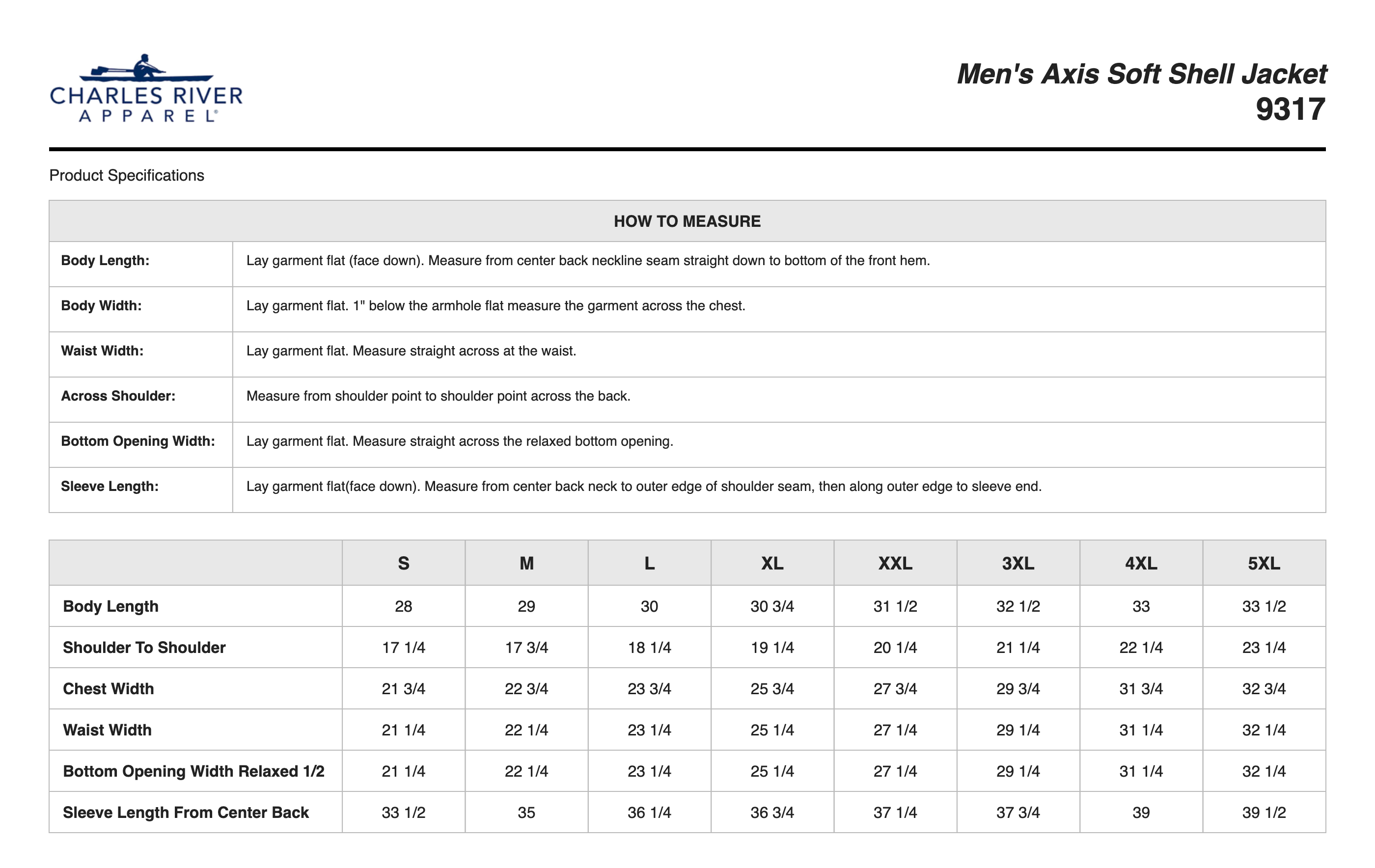 Sizing Chart