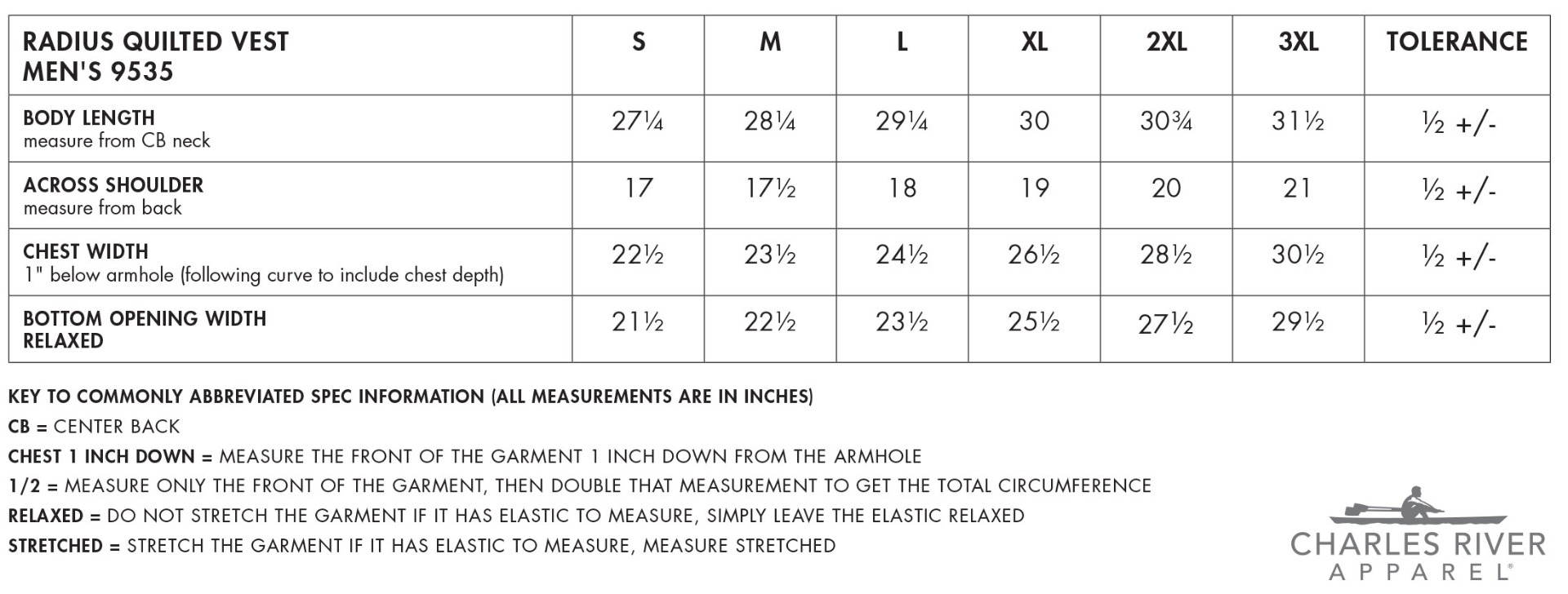 Sizing Chart