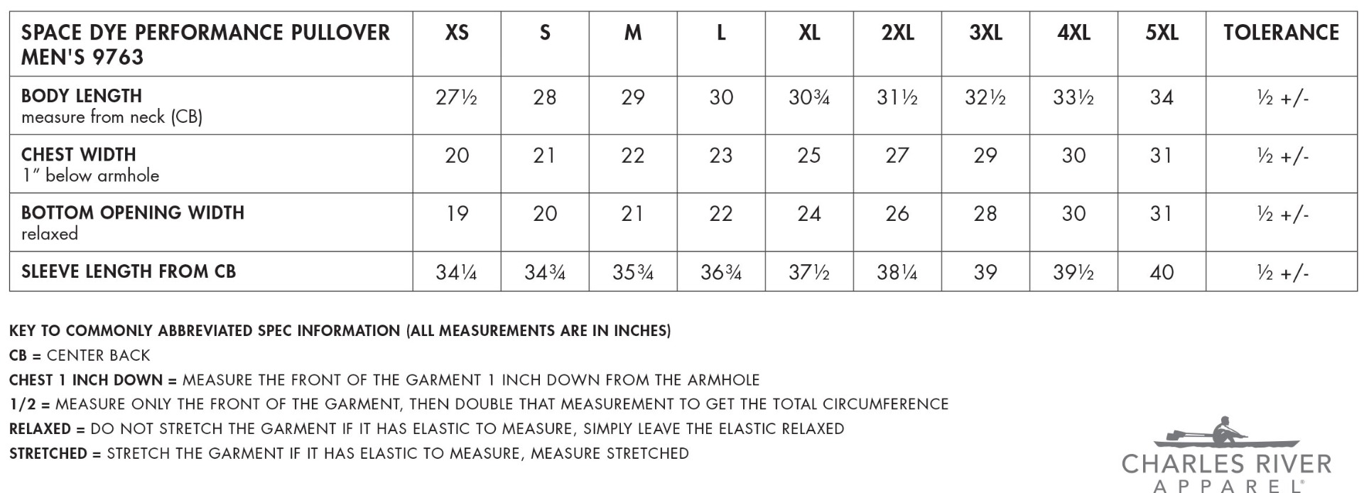 Sizing Chart