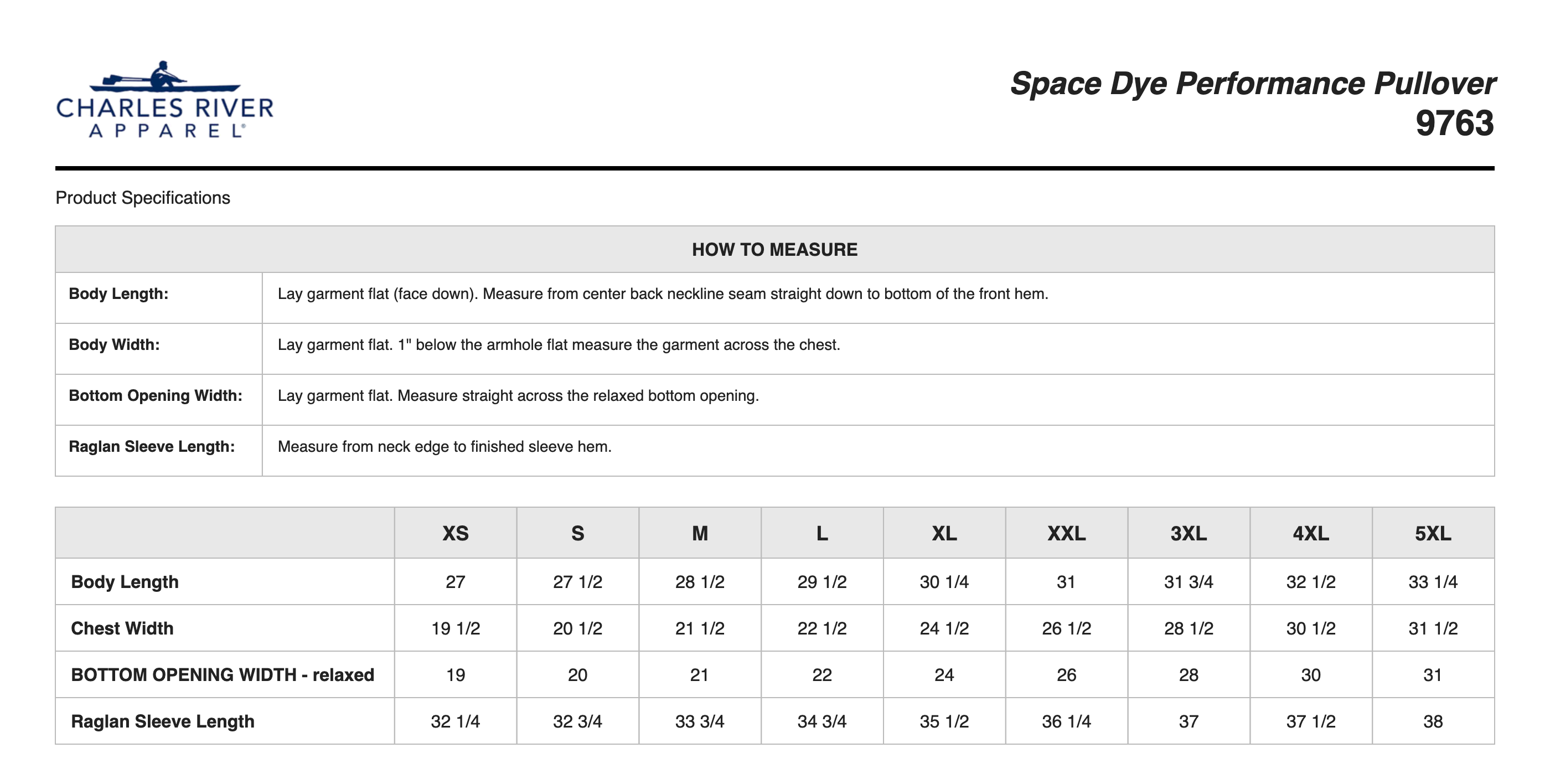 Sizing Chart