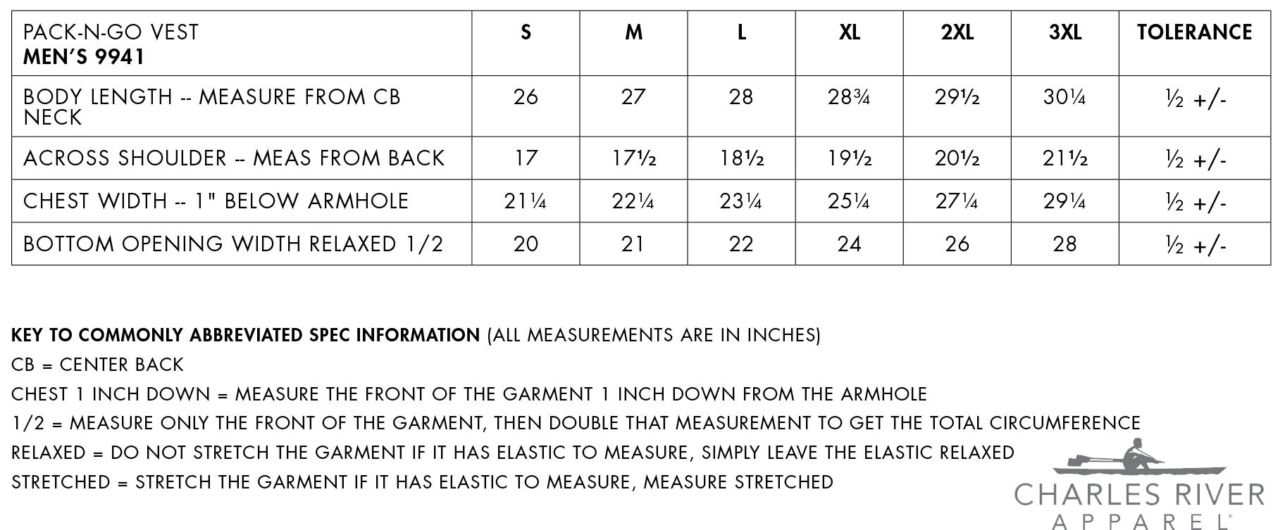 Sizing Chart