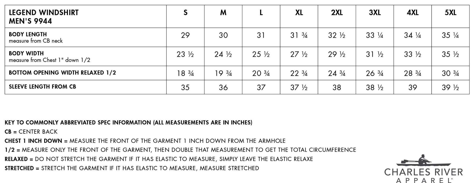 Sizing Chart