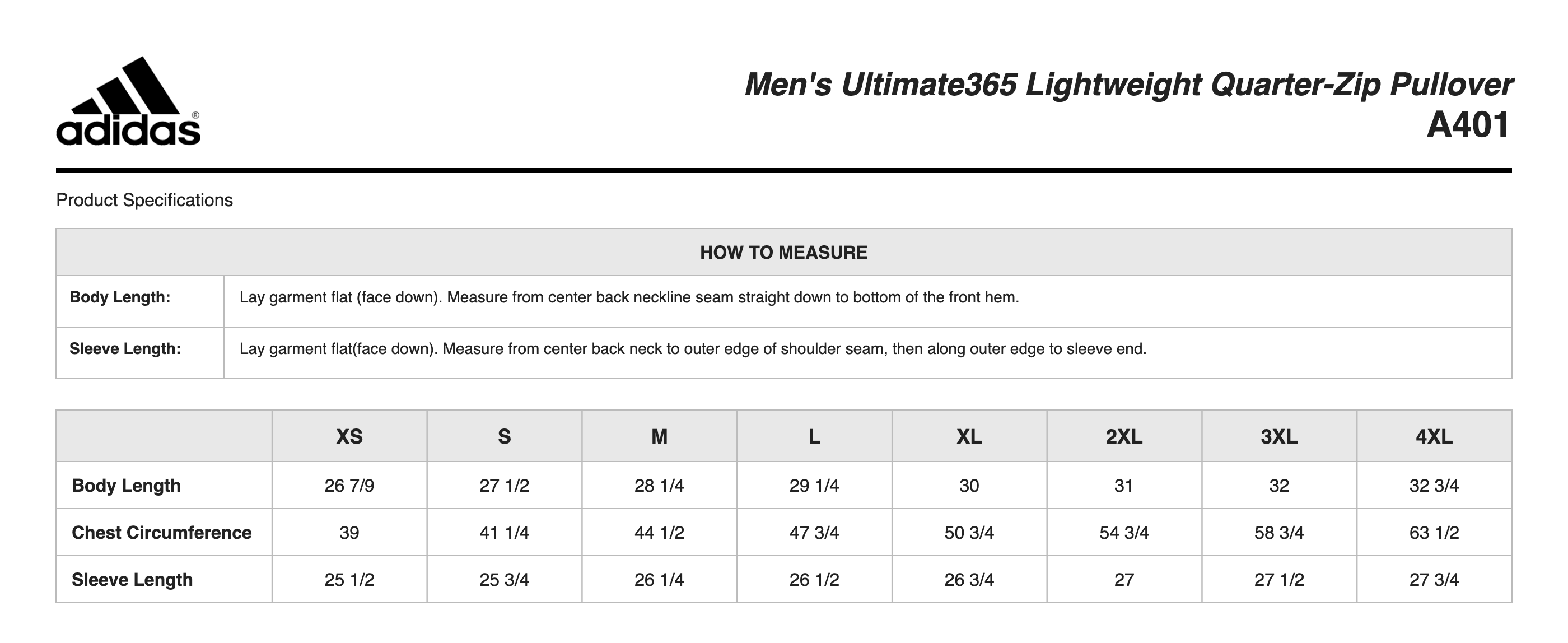Sizing Chart