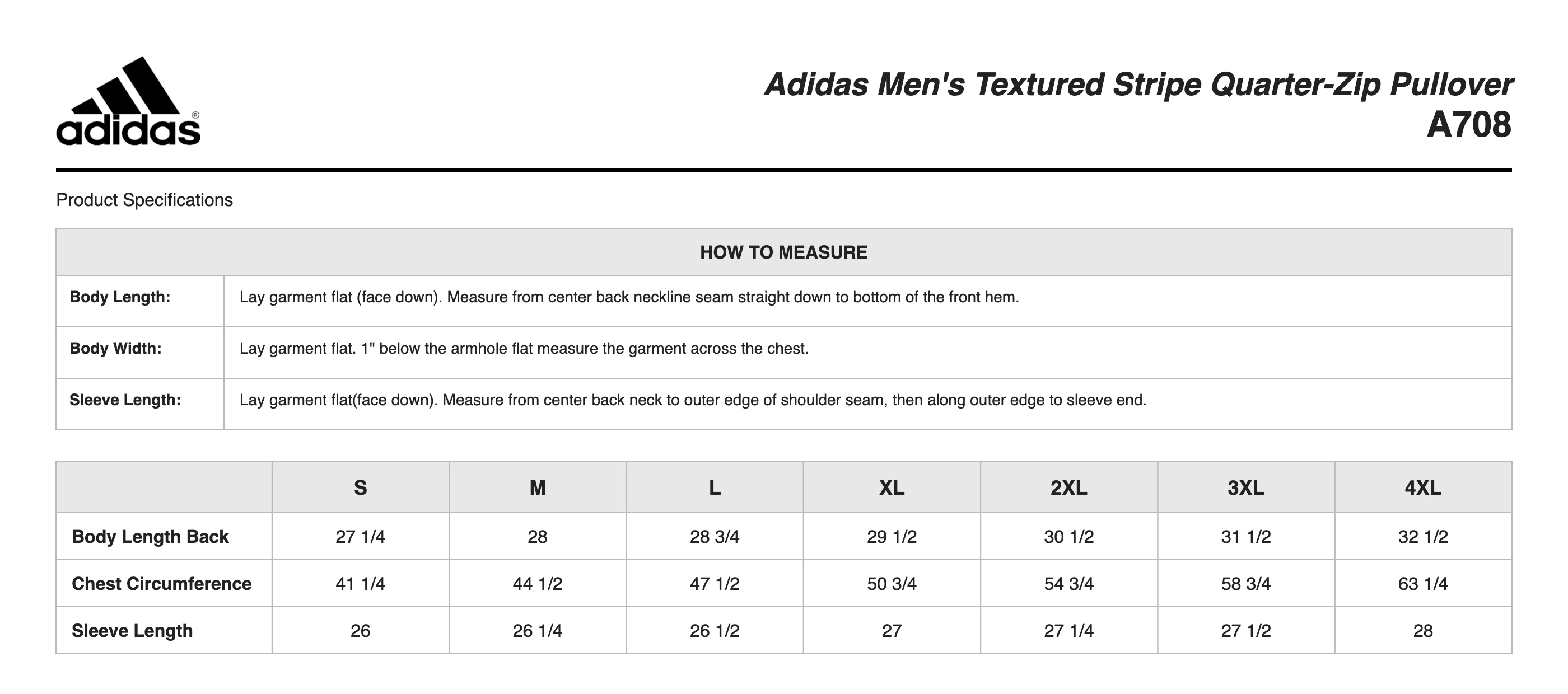 Sizing Chart