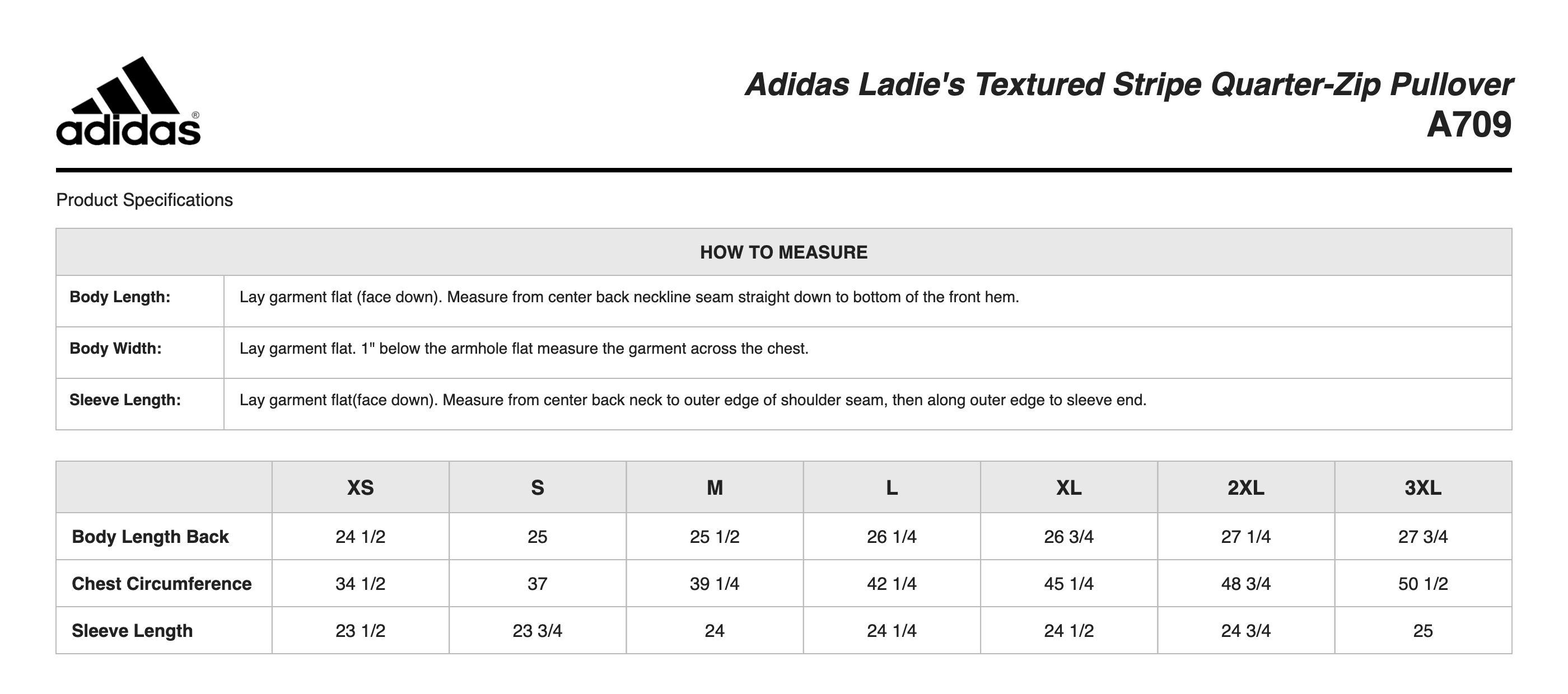 Sizing Chart