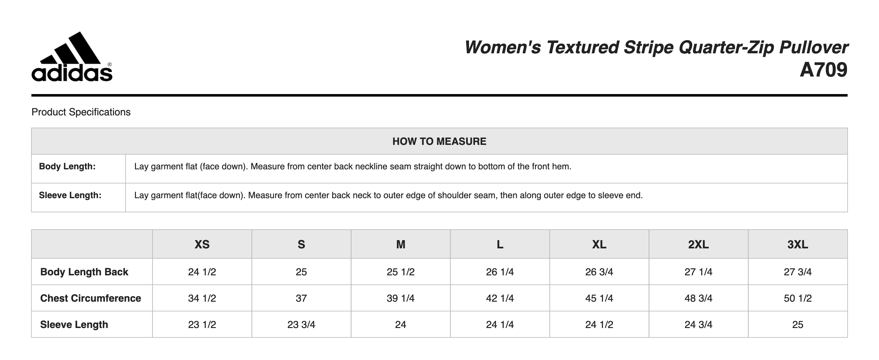 Sizing Chart