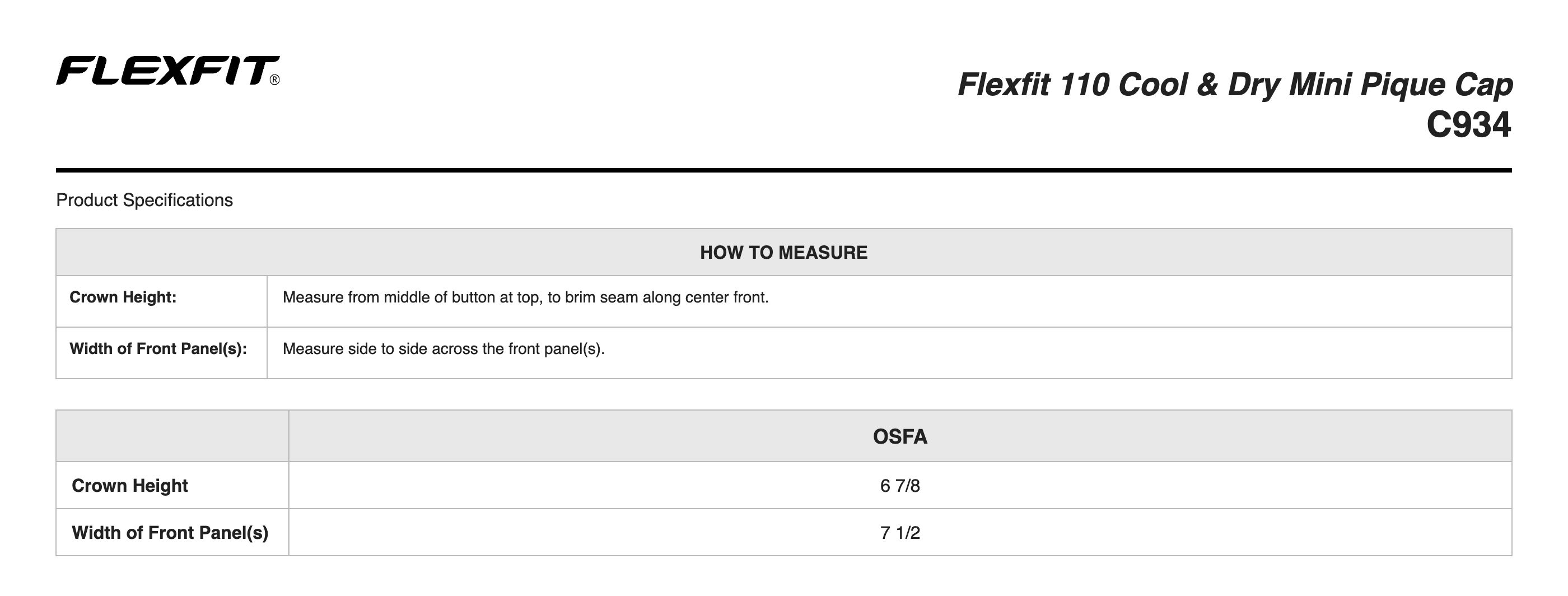 Sizing Chart