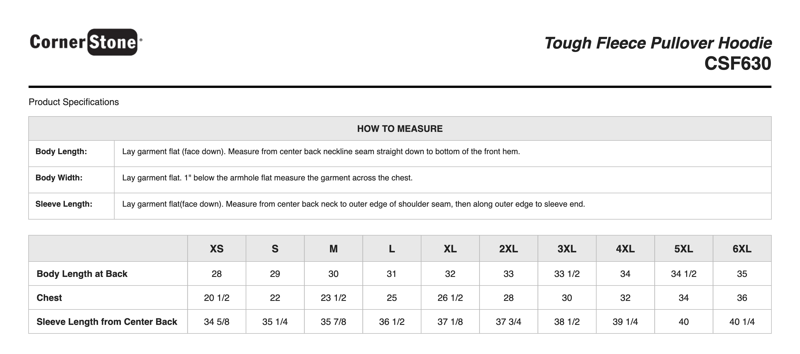 Sizing Chart