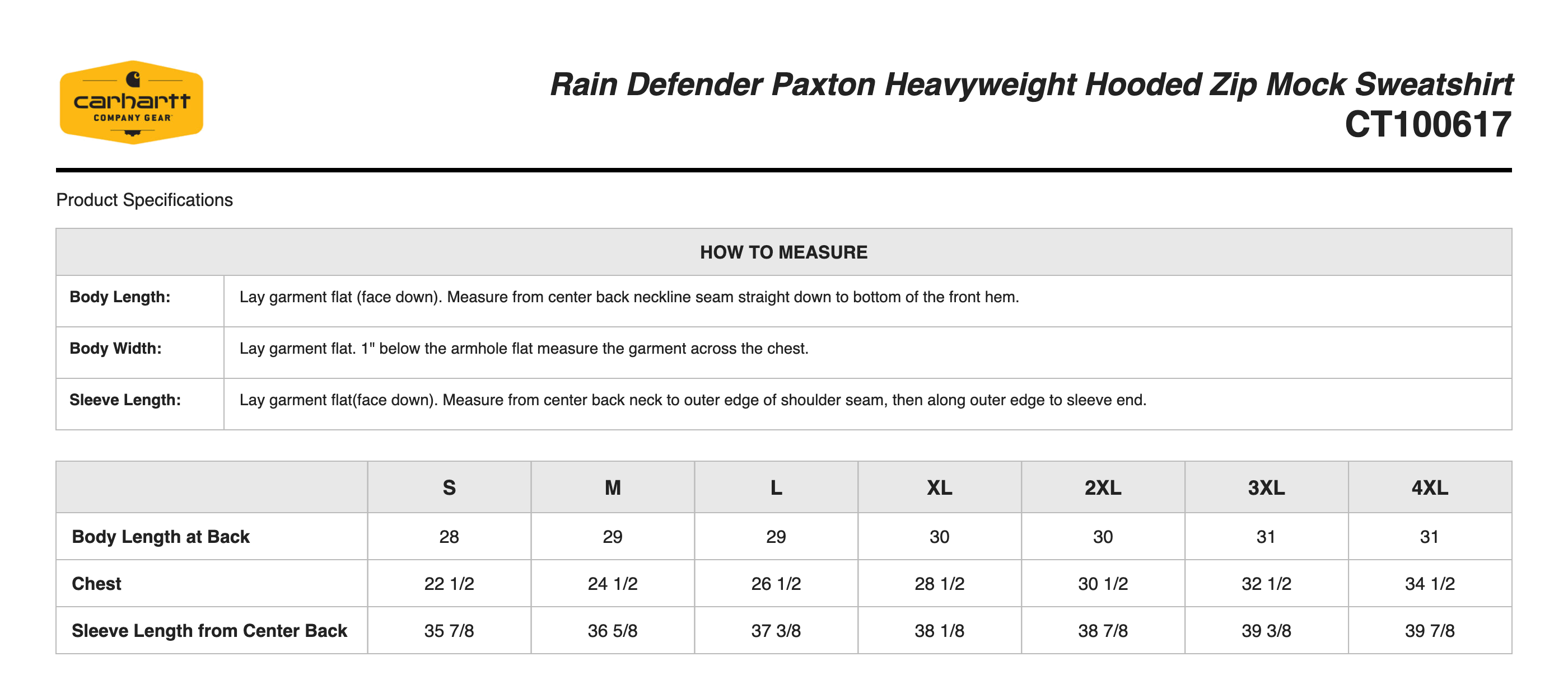 Sizing Chart