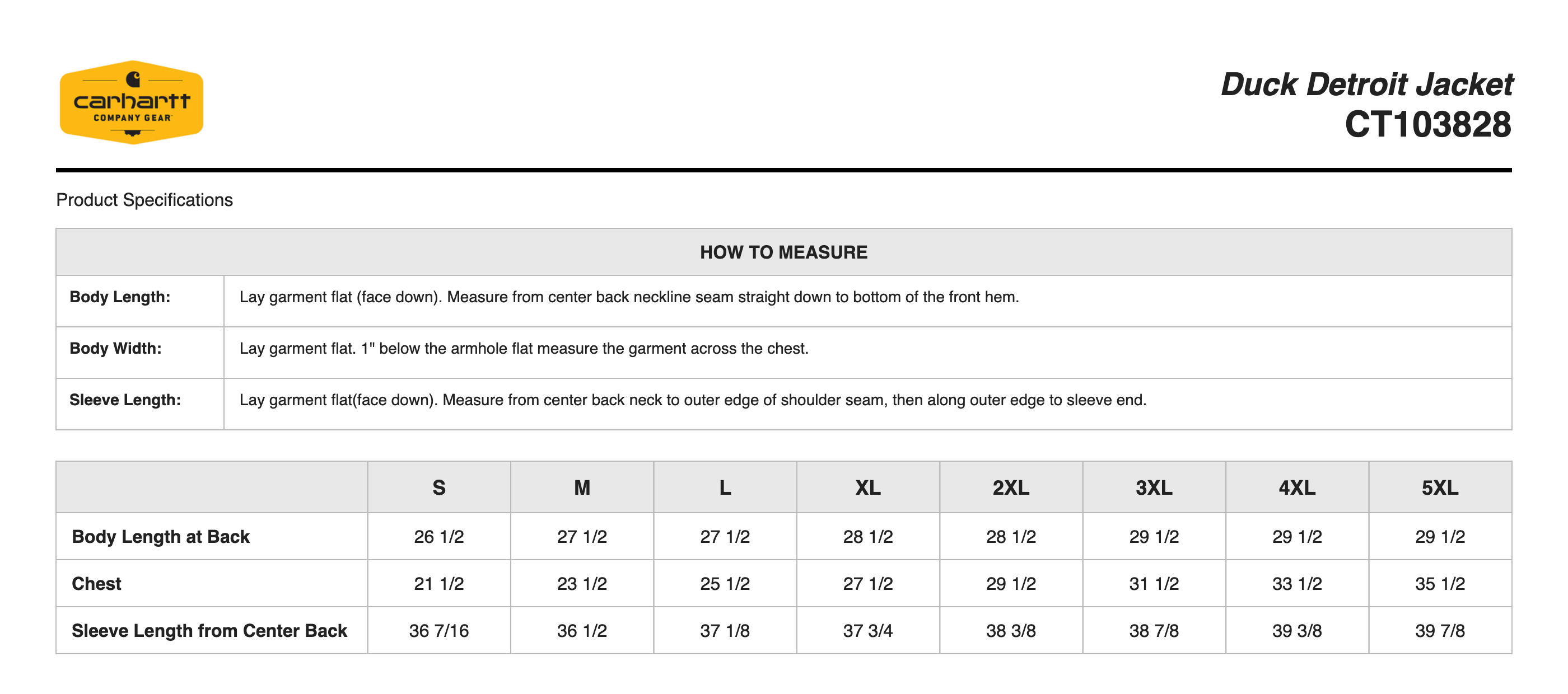 Sizing Chart