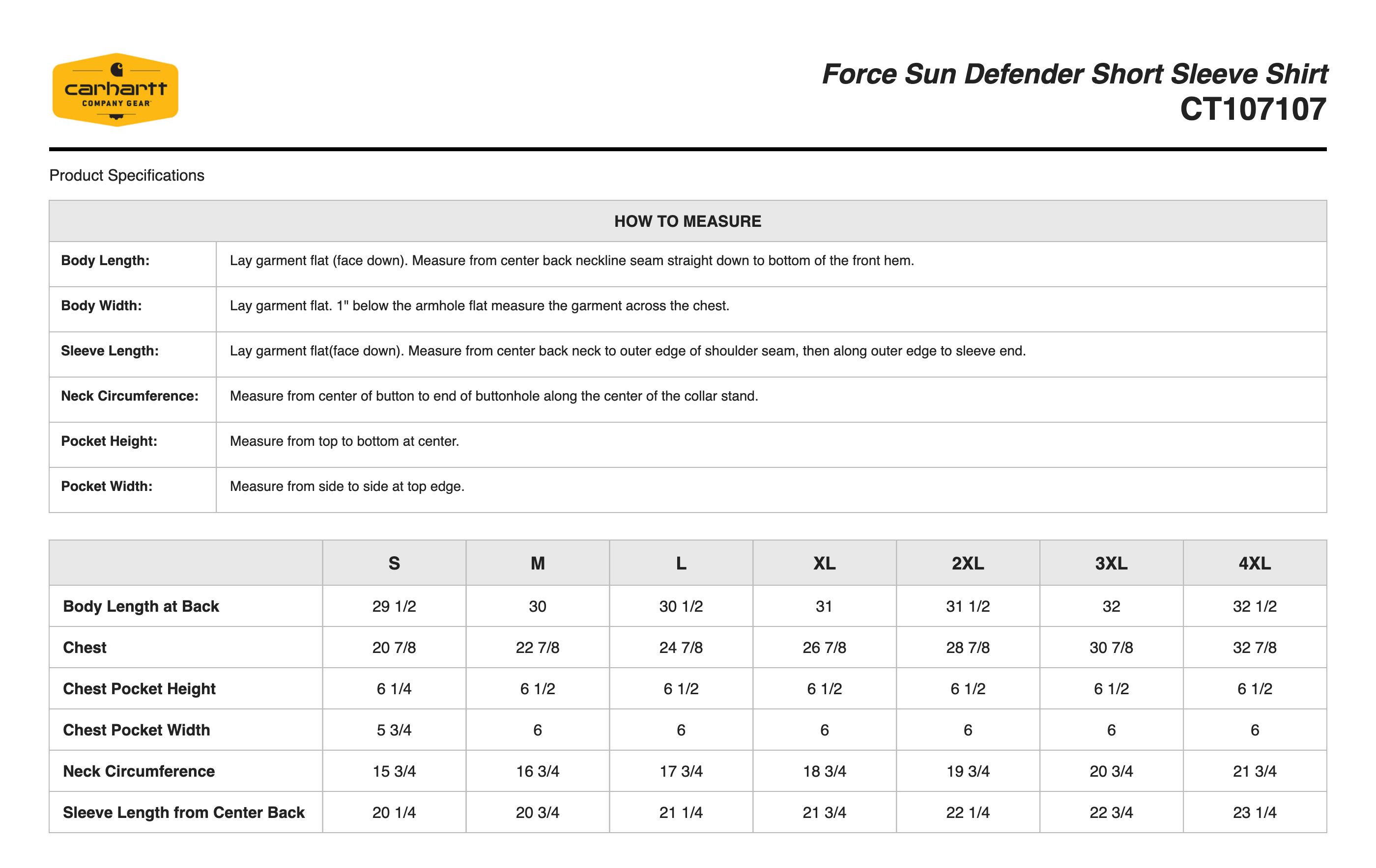Sizing Chart