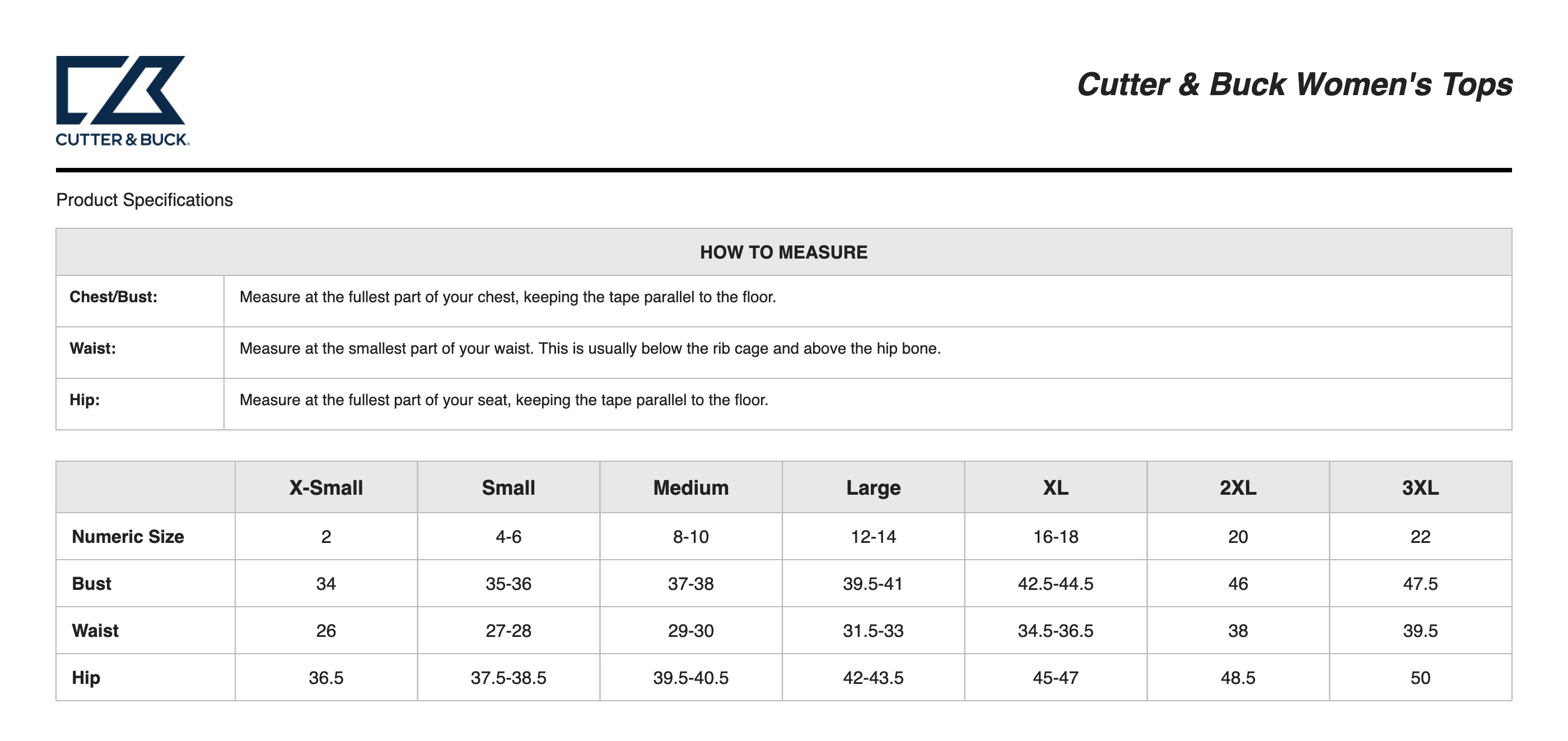 Sizing Chart