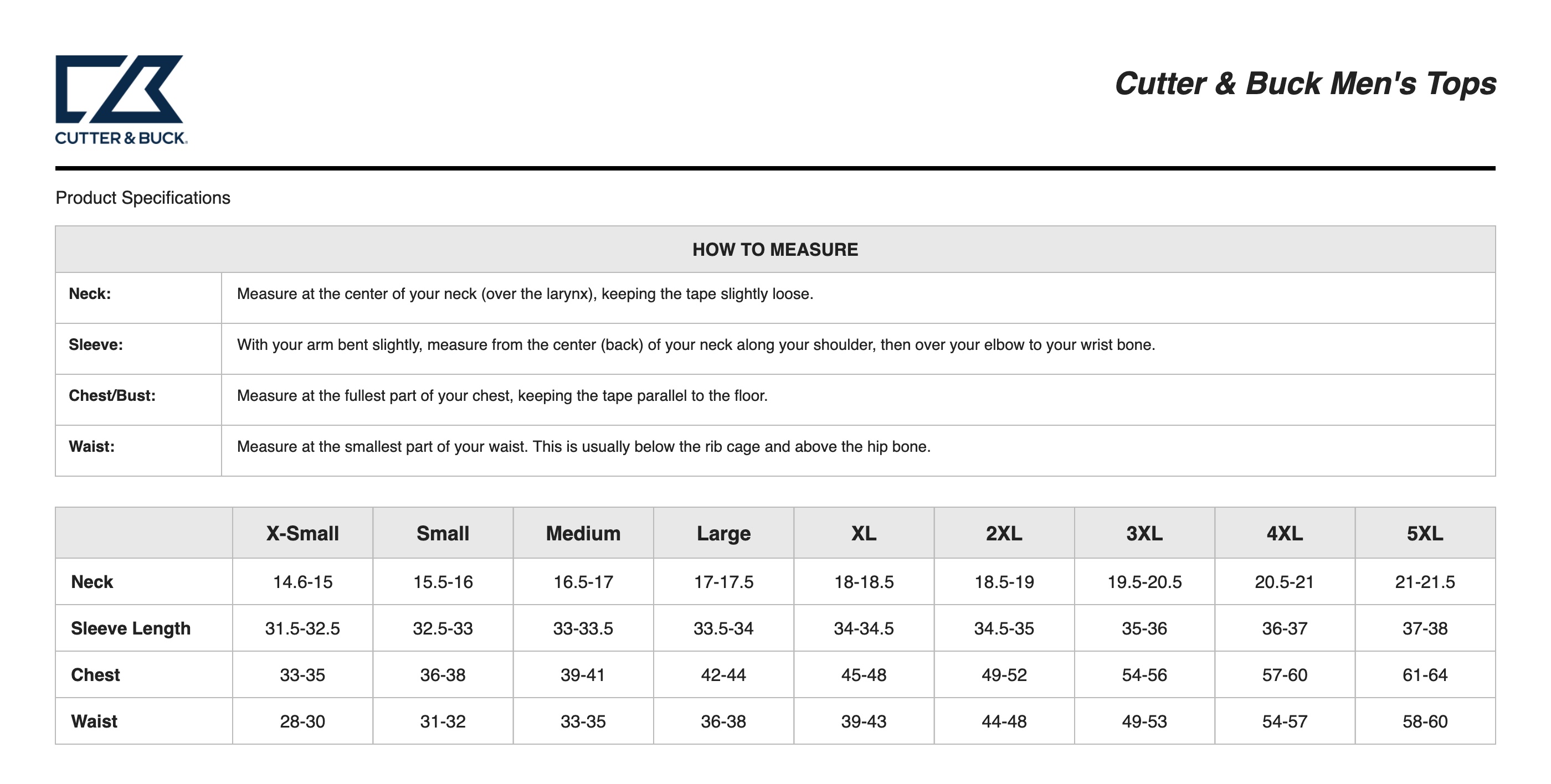 Sizing Chart