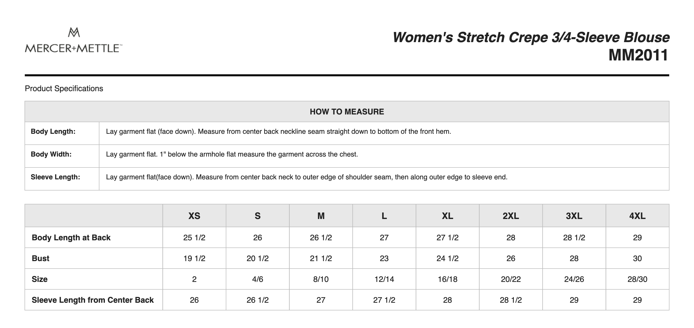 Sizing Chart