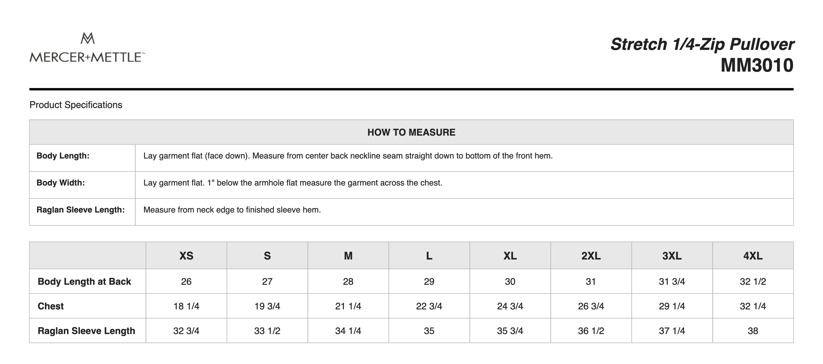 Sizing Chart